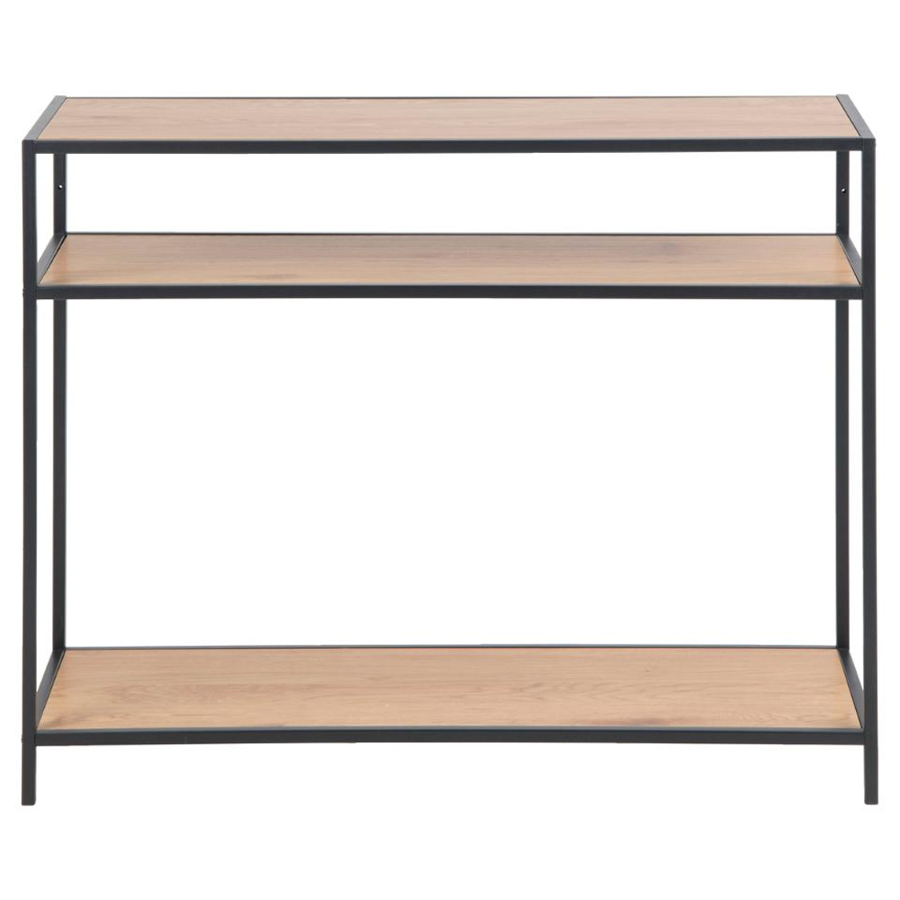 Salvo Wooden Console Table With 2 Shelves In Matt Wild Oak