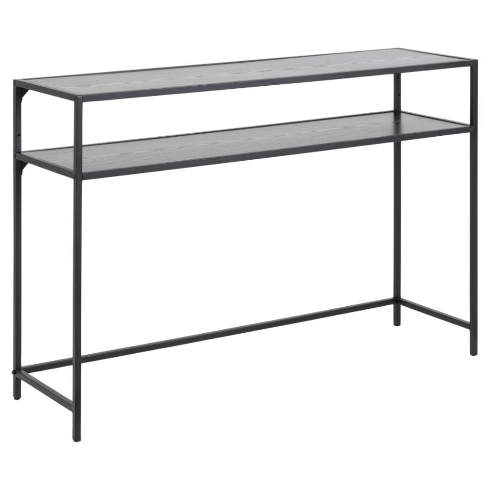 Salvo Wooden Console Table With Undershelf In Ash Black