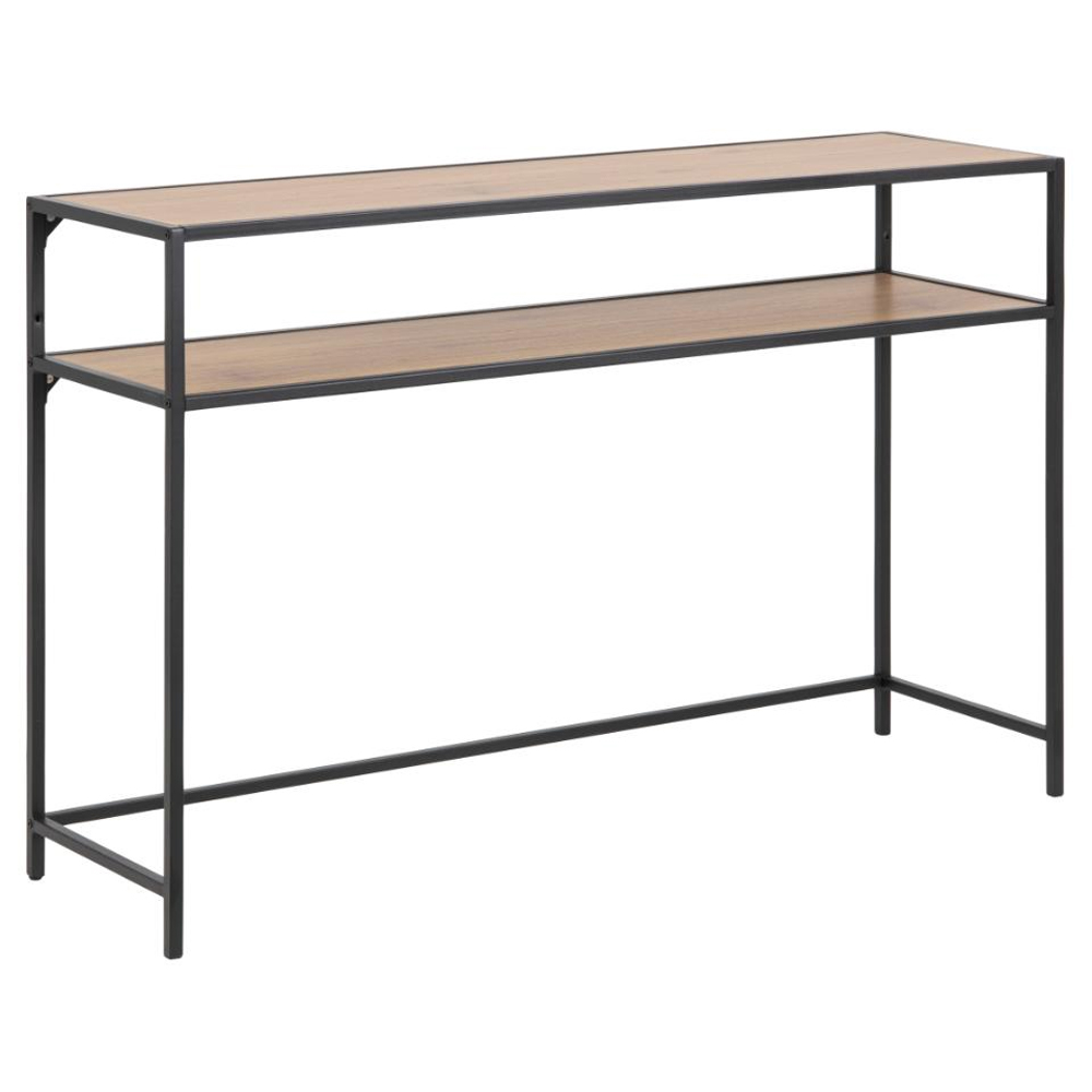 Salvo Wooden Console Table With Undershelf In Matt Wild Oak