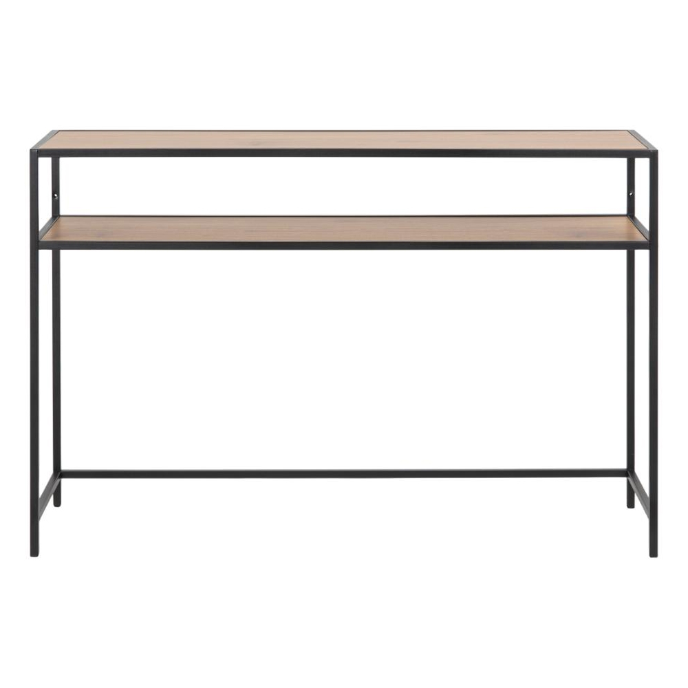 Salvo Wooden Console Table With Undershelf In Matt Wild Oak