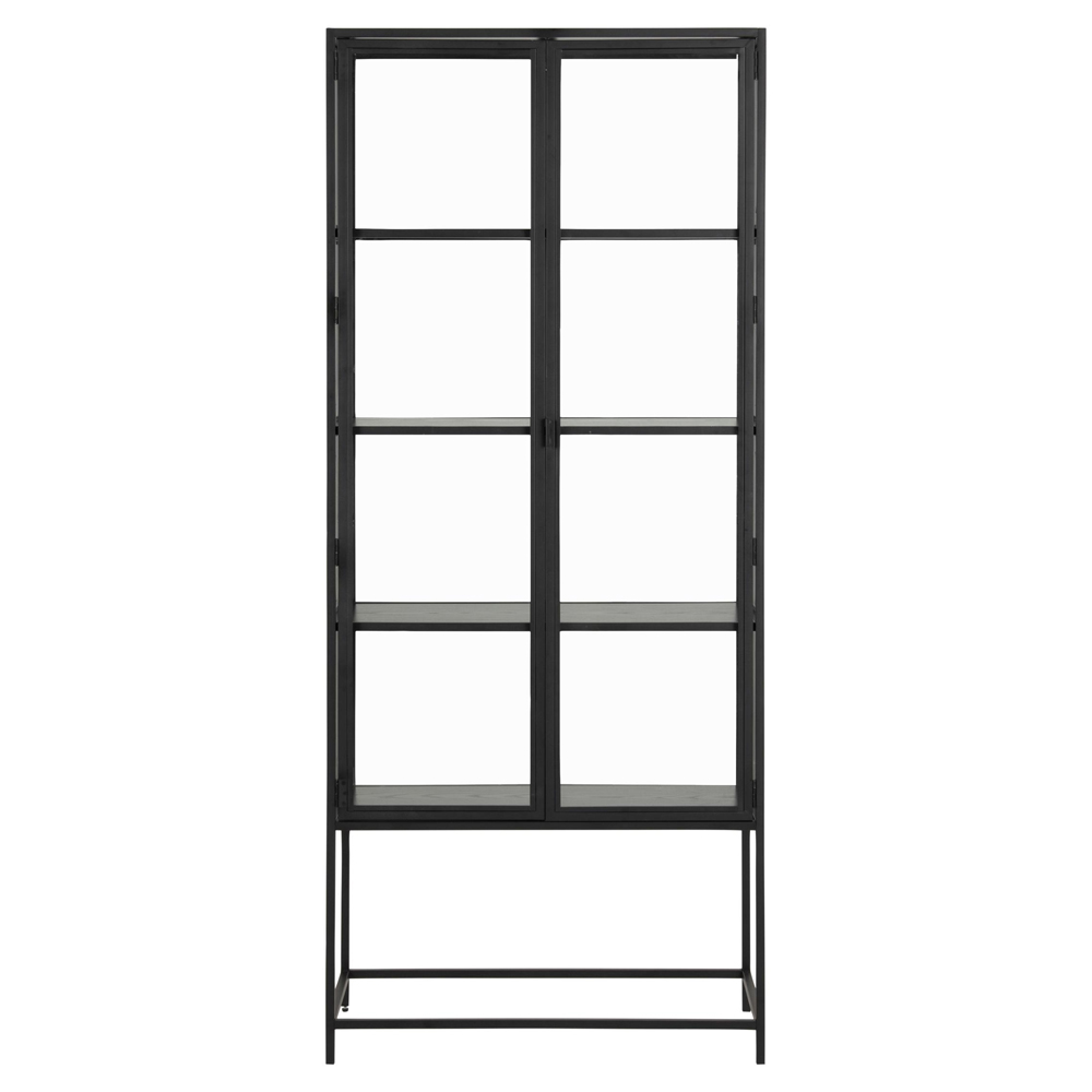 Salvo Wooden Display Cabinet With 2 Doors 4 Shelves In Ash Black