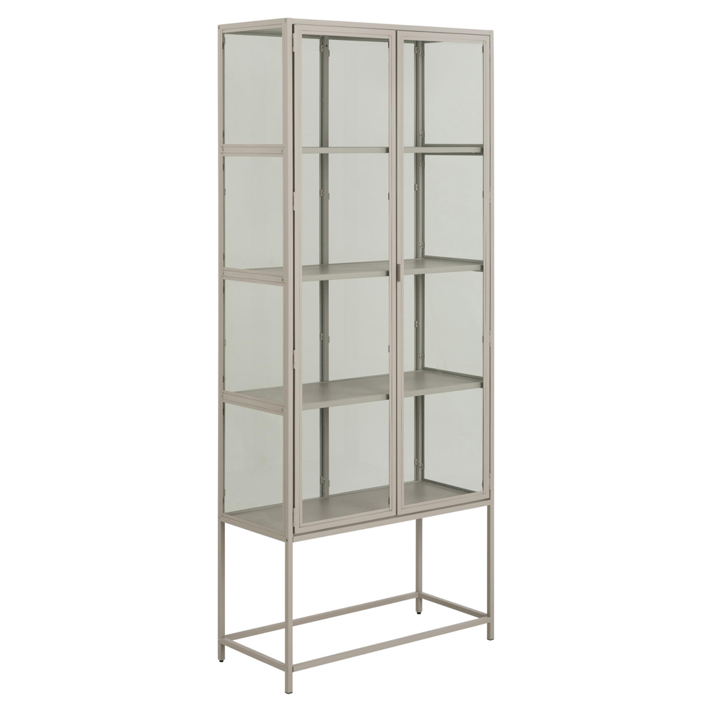 Salvo Wooden Display Cabinet With 2 Doors 4 Shelves In Grey