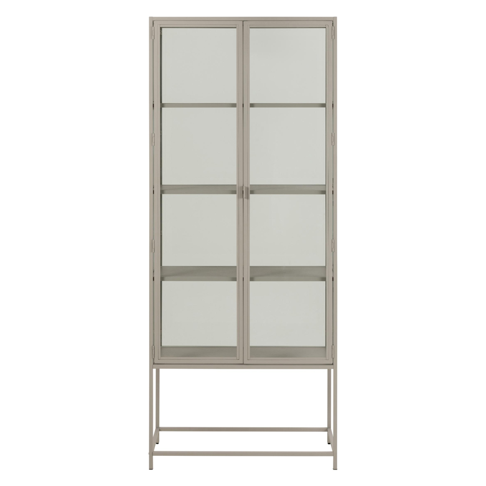 Salvo Wooden Display Cabinet With 2 Doors 4 Shelves In Grey