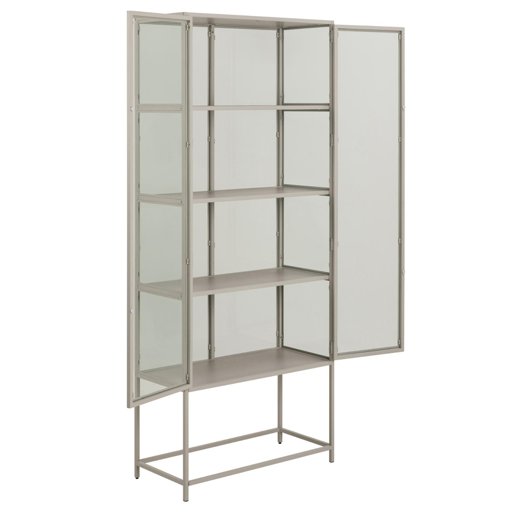 Salvo Wooden Display Cabinet With 2 Doors 4 Shelves In Grey