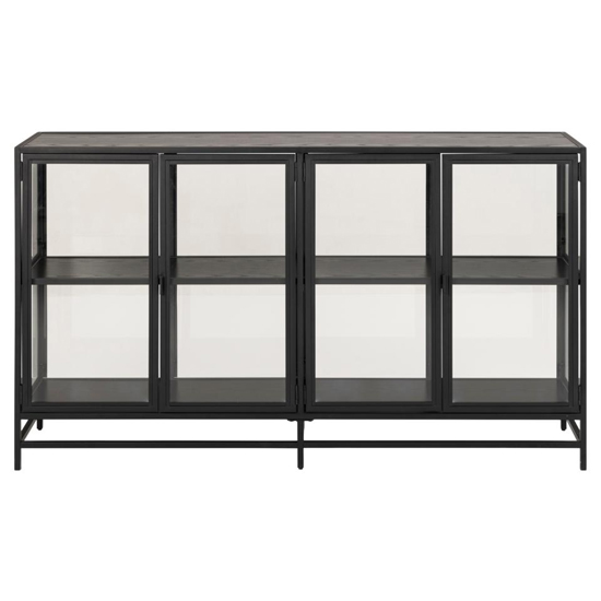 Salvo Wooden Display Cabinet With 4 Doors In Ash Black