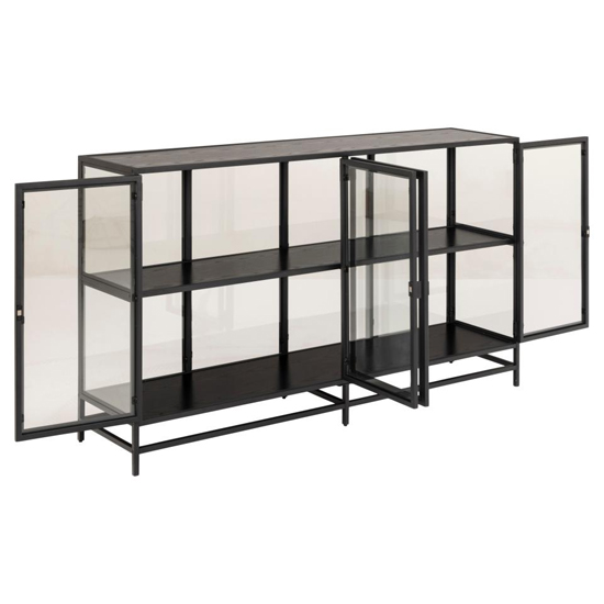 Salvo Wooden Display Cabinet With 4 Doors In Ash Black