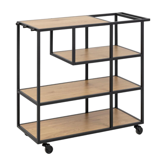 Salvo Wooden Drinks Trolley With 3 Shelves In Matt Wild Oak_3
