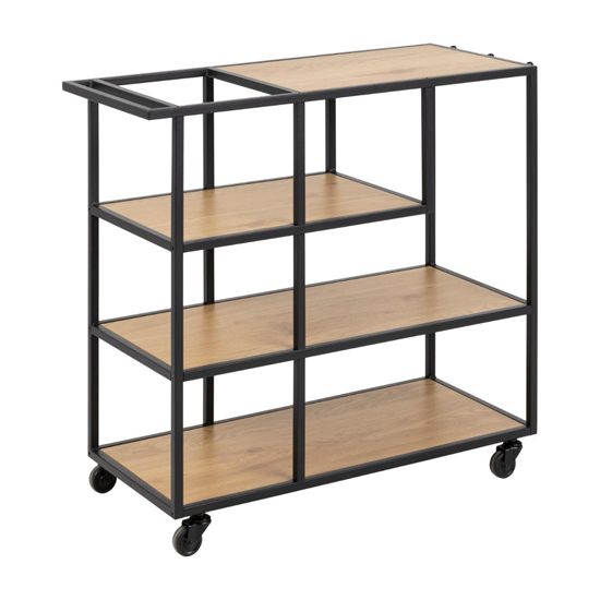 Salvo Wooden Drinks Trolley With 3 Shelves In Matt Wild Oak