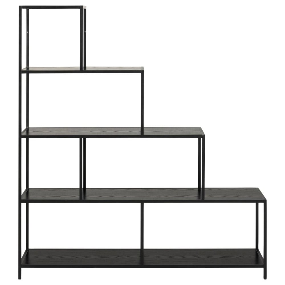 Salvo Wooden Ladder Bookcase With 4 Shelves In Ash Black