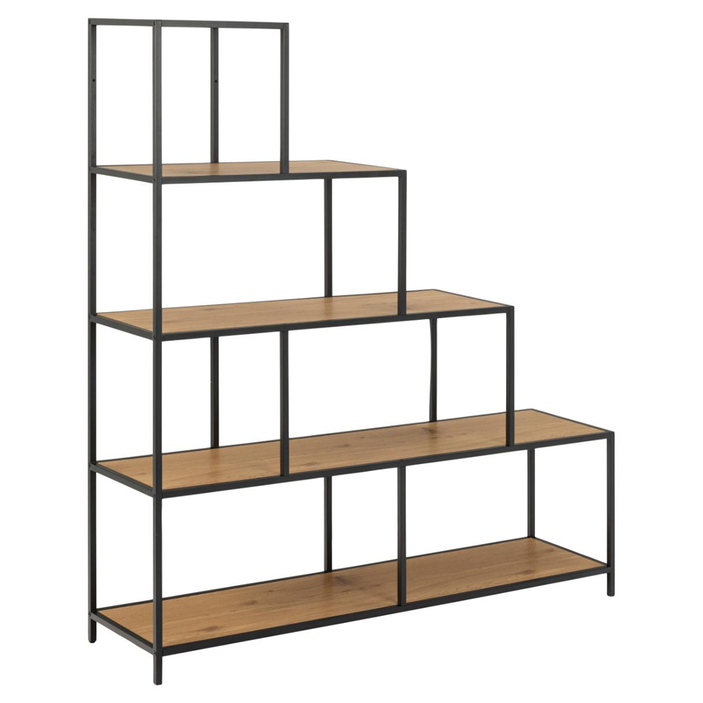 Salvo Wooden Ladder Bookcase With 4 Shelves In Matt Wild Oak