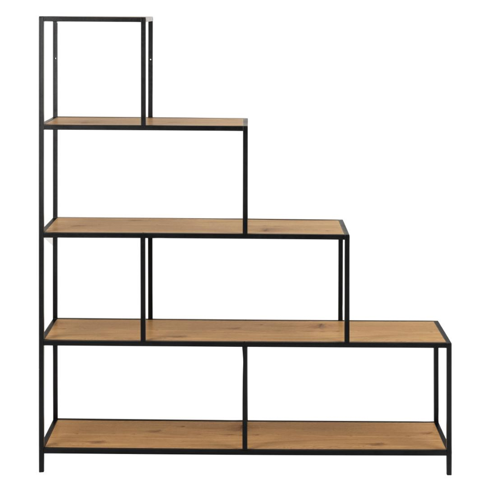 Salvo Wooden Ladder Bookcase With 4 Shelves In Matt Wild Oak