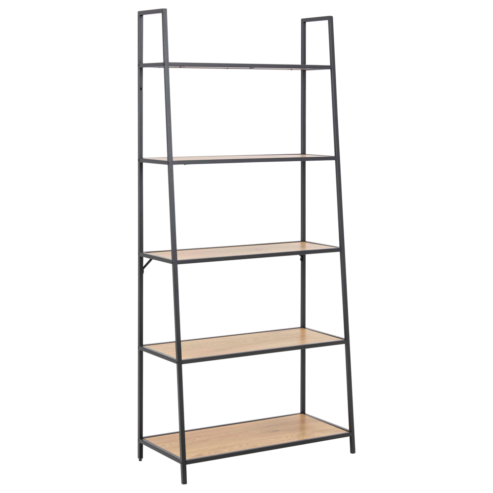 Salvo Wooden Ladder Bookcase With 5 Shelves In Matt Wild Oak
