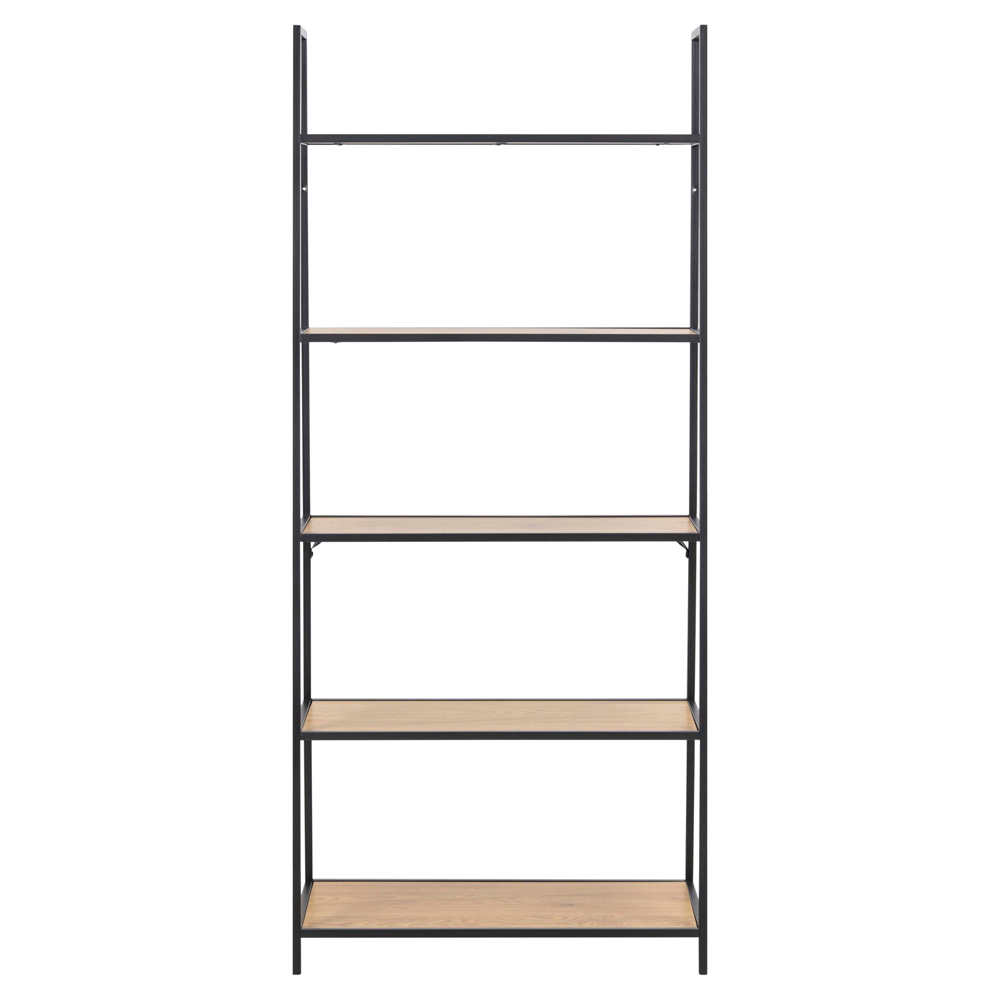 Salvo Wooden Ladder Bookcase With 5 Shelves In Matt Wild Oak