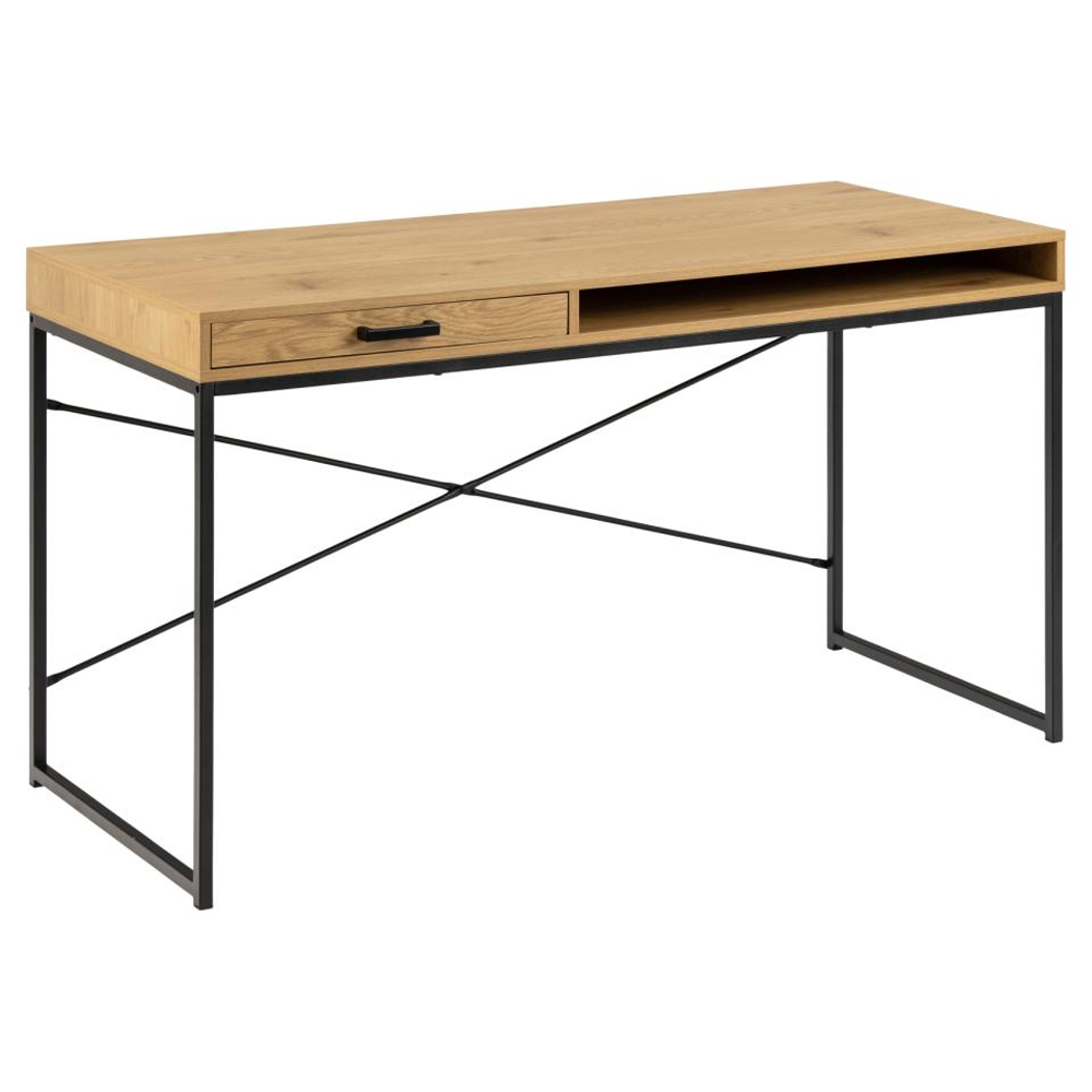 Salvo Wooden Laptop Desk With 1 Drawer 1 Shelf In Matt Wild Oak