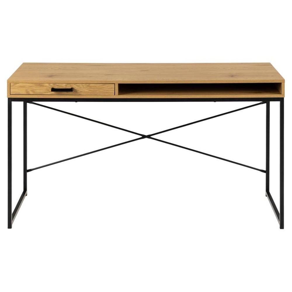 Salvo Wooden Laptop Desk With 1 Drawer 1 Shelf In Matt Wild Oak