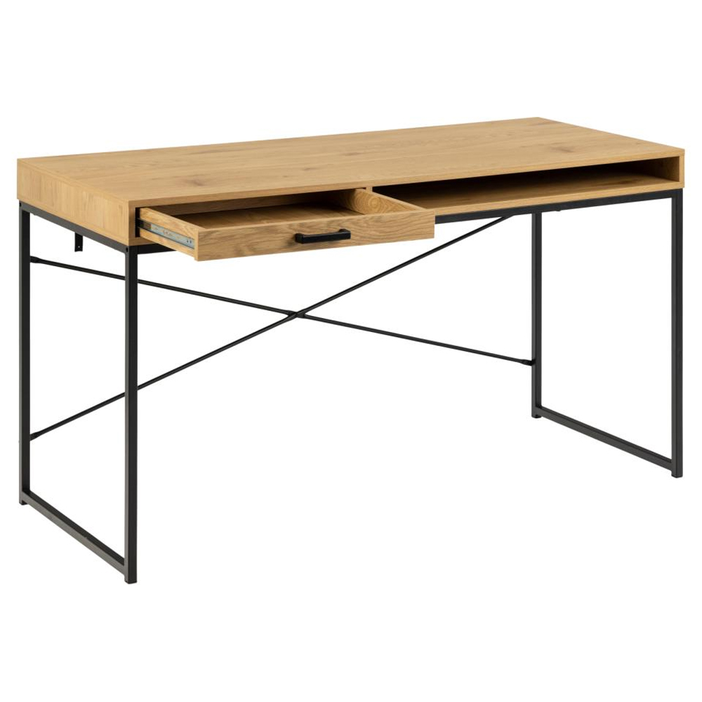 Salvo Wooden Laptop Desk With 1 Drawer 1 Shelf In Matt Wild Oak