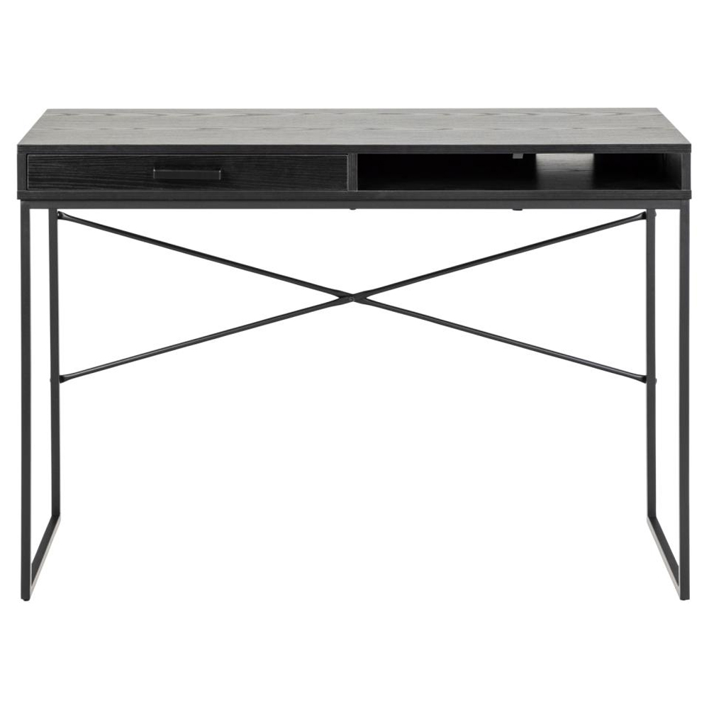 Salvo Wooden Laptop Desk With 1 Drawer In Ash Black