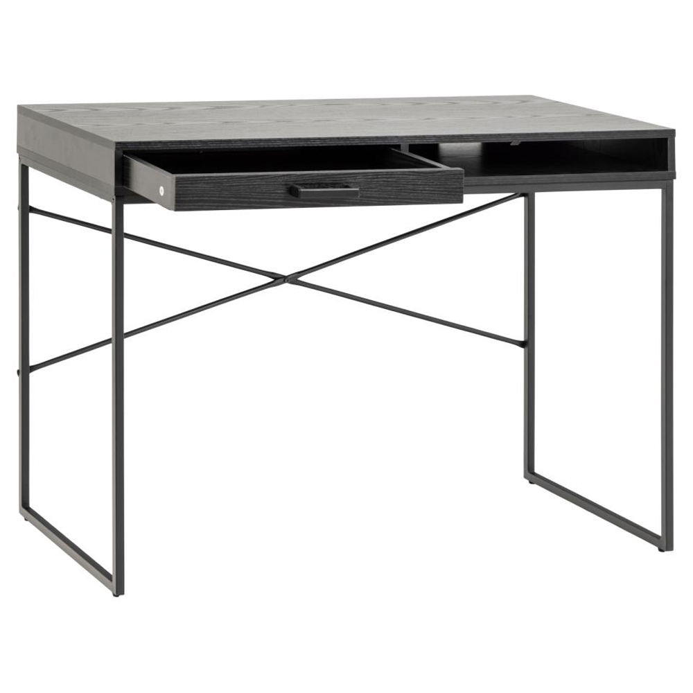 Salvo Wooden Laptop Desk With 1 Drawer In Ash Black