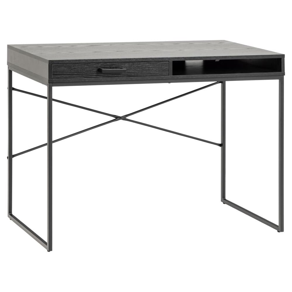 Product photograph of Salvo Wooden Laptop Desk With 1 Drawer In Ash Black from Furniture in Fashion