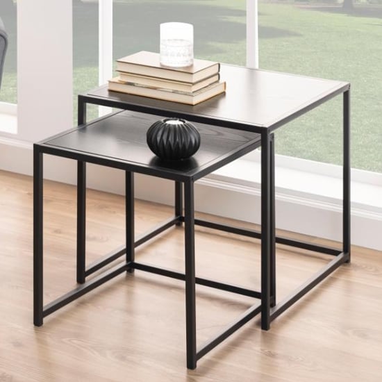 Product photograph of Salvo Wooden Nest Of 2 Tables Square In Ash Black from Furniture in Fashion
