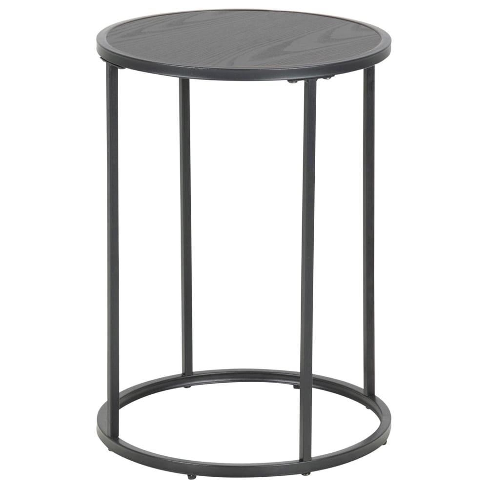 Salvo Wooden Round Side Table In Ash Black