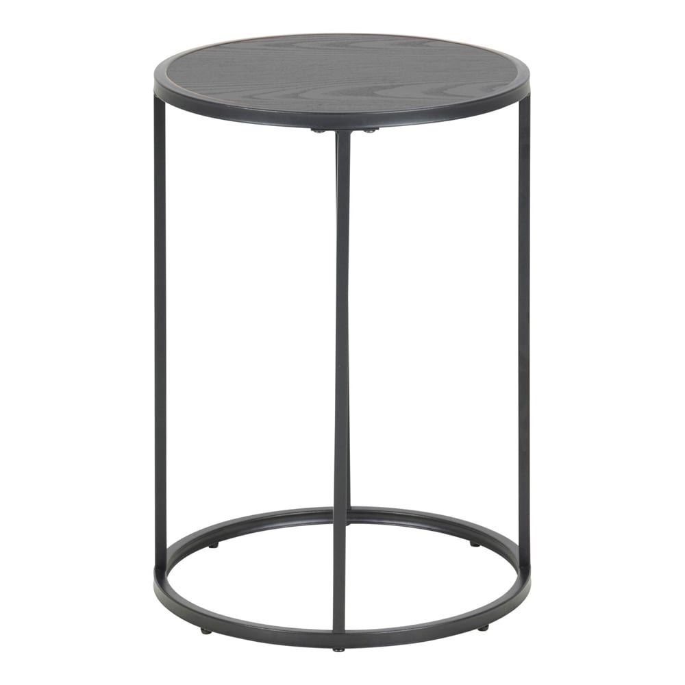 Salvo Wooden Round Side Table In Ash Black