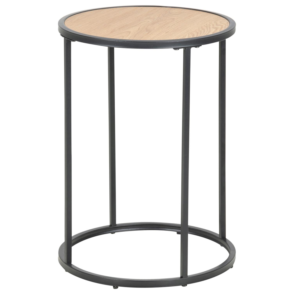 Salvo Wooden Round Side Table In Matt Wild Oak