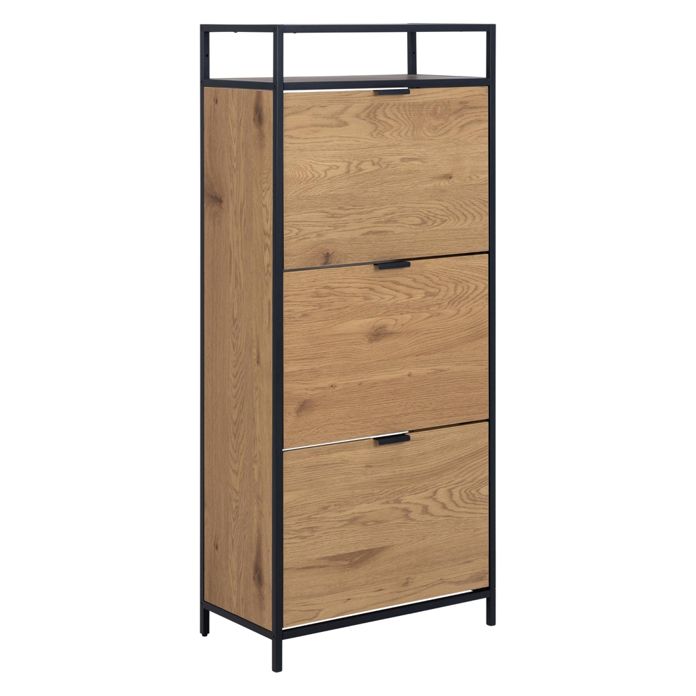 Salvo Wooden Shoe Cabinet With 3 Flip Doors In Matt Wild Oak