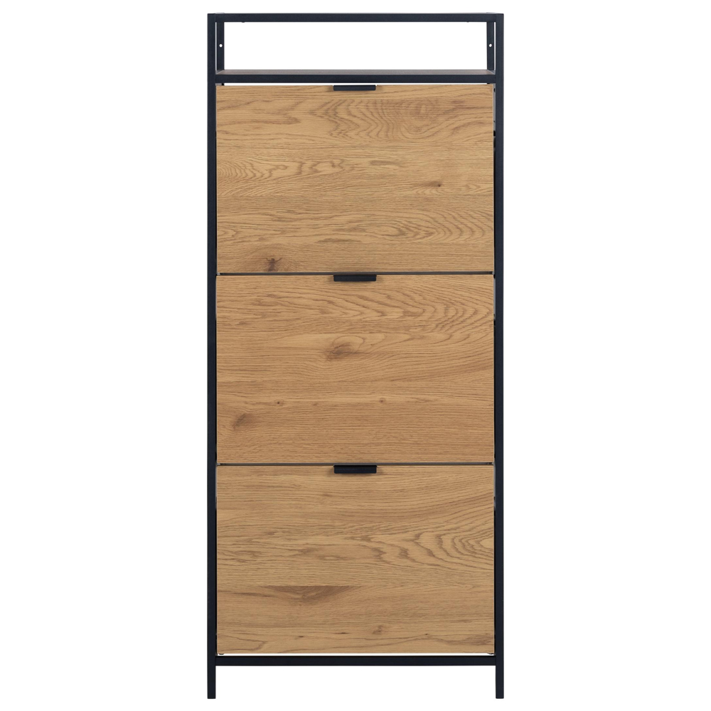 Salvo Wooden Shoe Cabinet With 3 Flip Doors In Matt Wild Oak