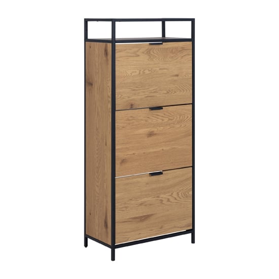 Salvo Wooden Shoe Storage Cabinet 3 Flap Doors In Matt Wild Oak