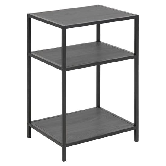 Product photograph of Salvo Wooden Side Table In Ash Black With Undershelf from Furniture in Fashion