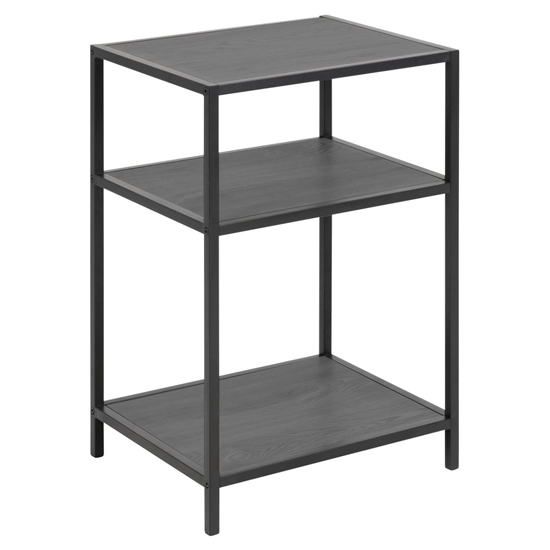 Salvo Wooden Side Table In Ash Black With Undershelf thumbnail