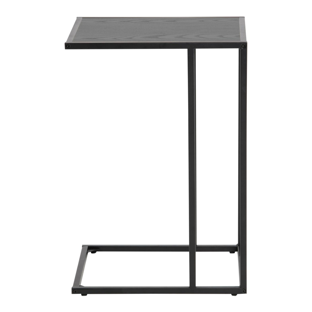 Salvo Wooden Side Table With Black Metal Frame In Ash Black