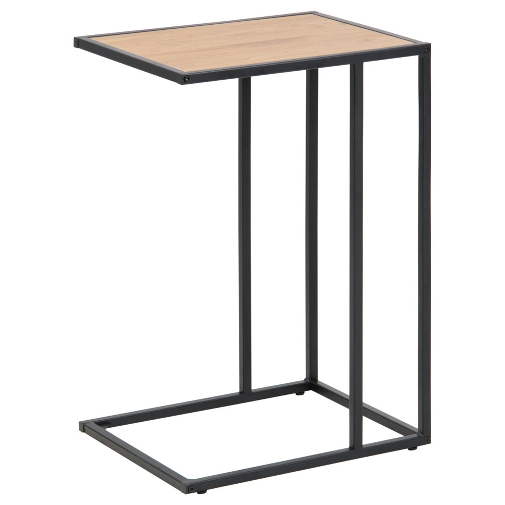 Salvo Wooden Side Table With Black Metal Frame In Matt Wild Oak