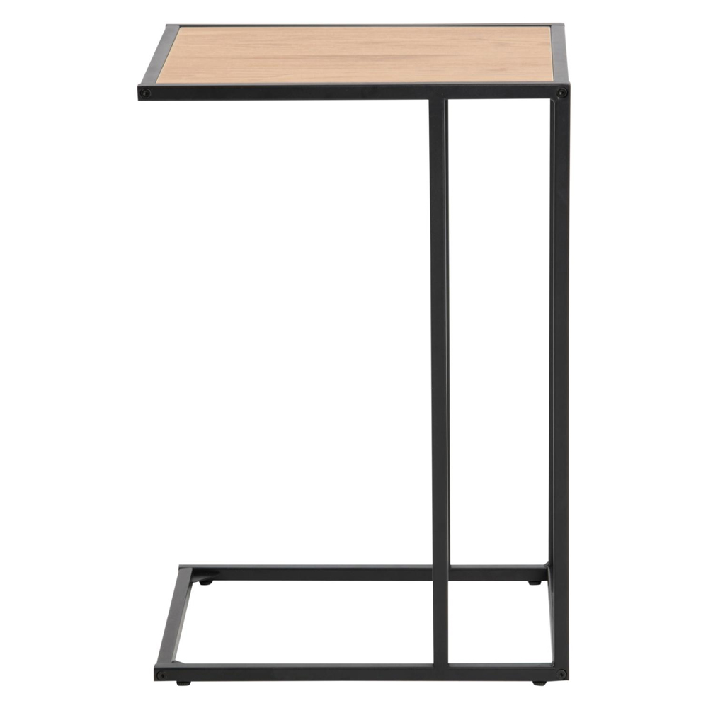 Salvo Wooden Side Table With Black Metal Frame In Matt Wild Oak