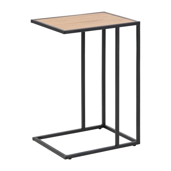 Product photograph of Salvo Wooden Side Table In Oak With Black Metal Frame from Furniture in Fashion