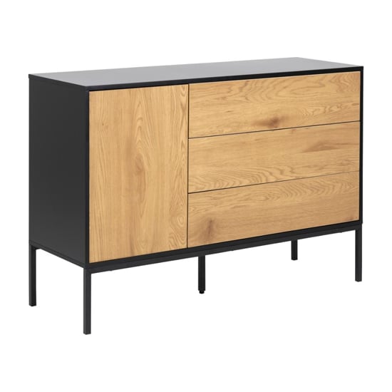 Photo of Salvo wooden sideboard with 1 door 3 drawers in matt wild oak