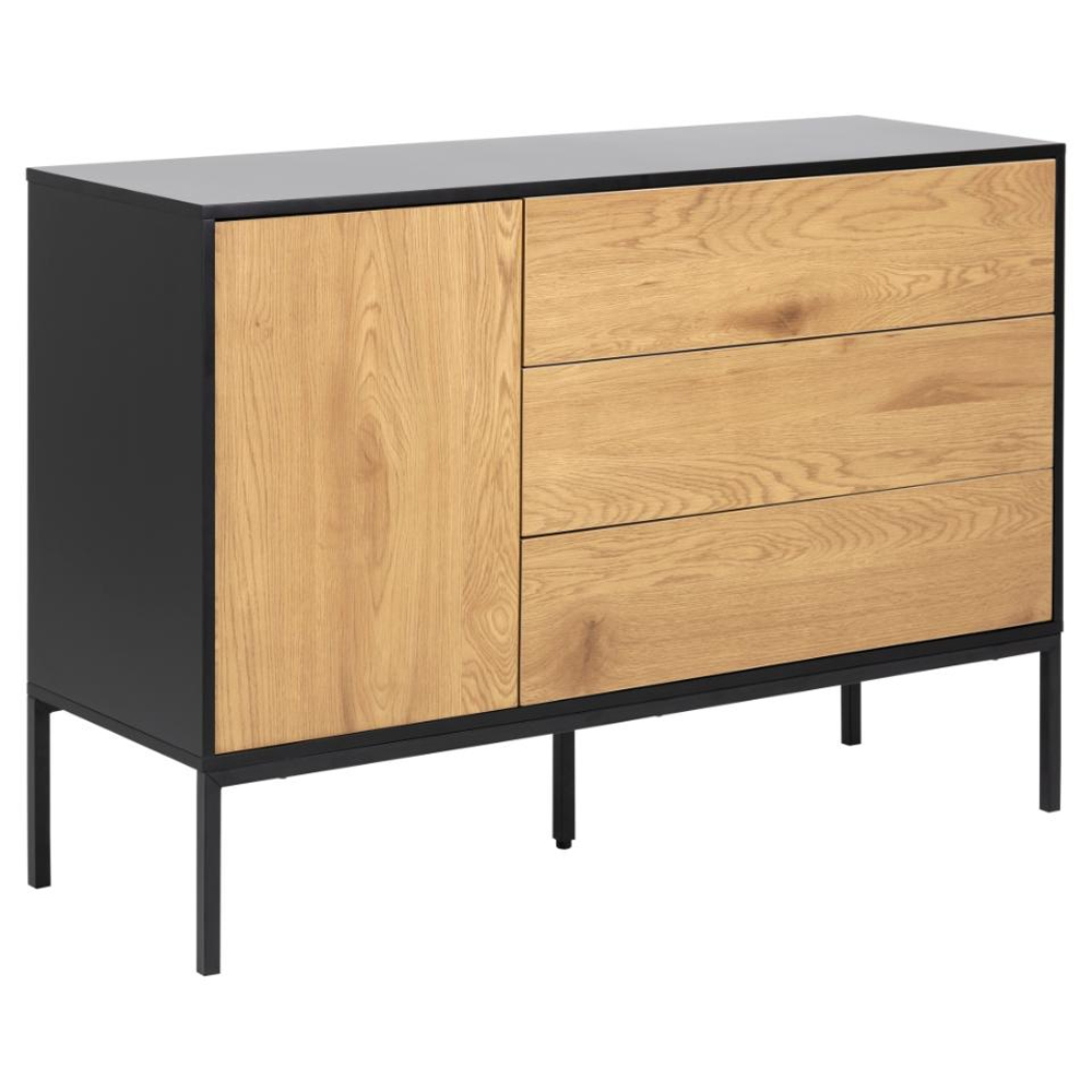 Salvo Wooden Sideboard With 1 Door 3 Drawers In Matt Wild Oak