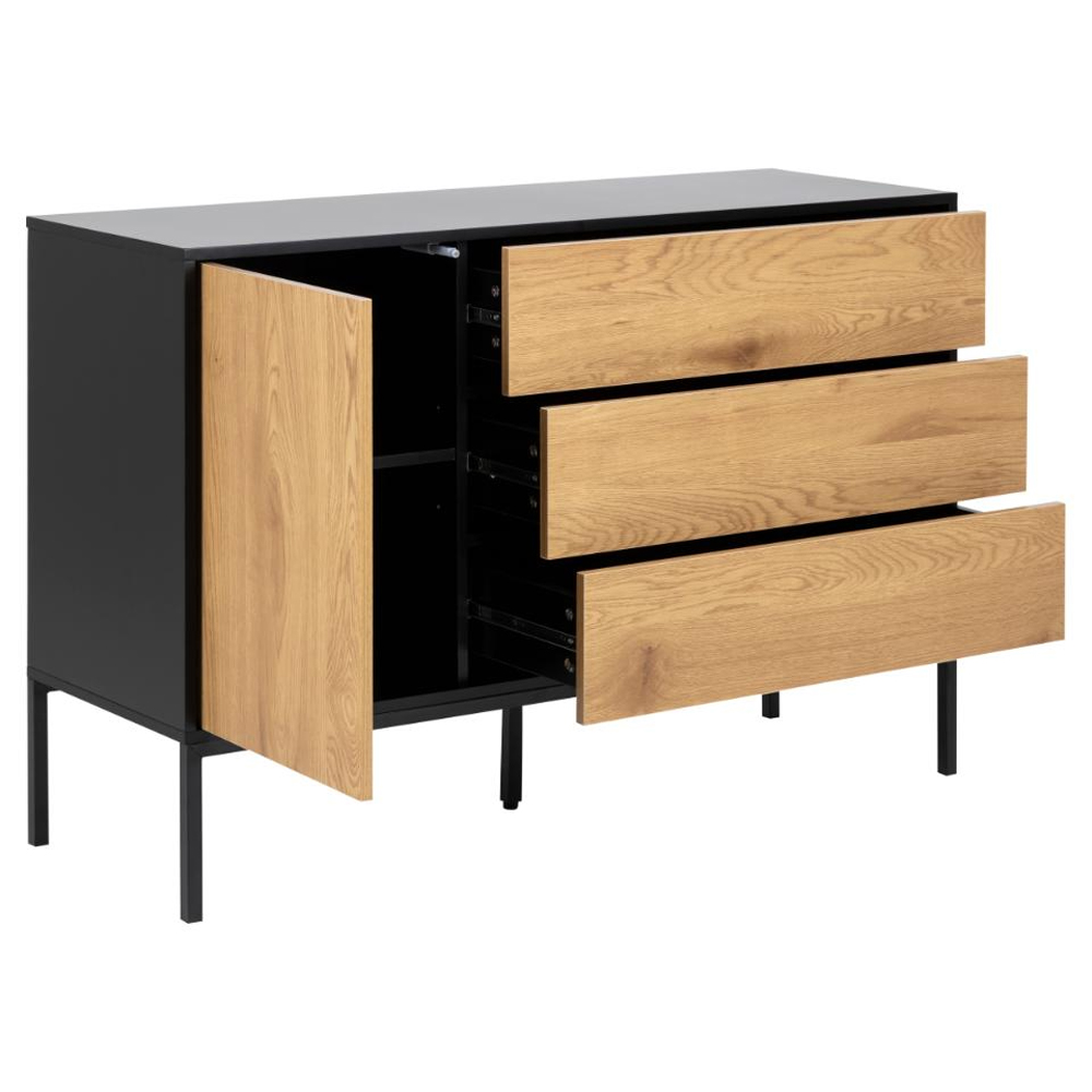 Salvo Wooden Sideboard With 1 Door 3 Drawers In Matt Wild Oak