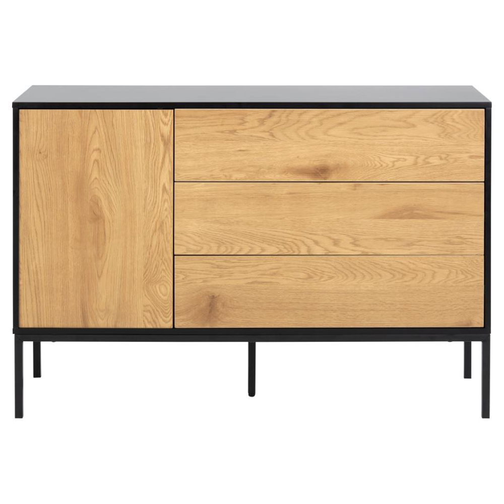 Salvo Wooden Sideboard With 1 Door 3 Drawers In Matt Wild Oak