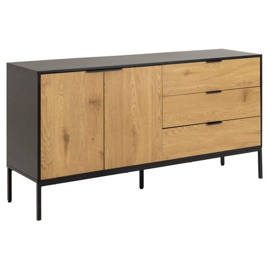 Product photograph of Salvo Wooden Sideboard With 2 Doors 3 Drawers In Matt Wild Oak from Furniture in Fashion