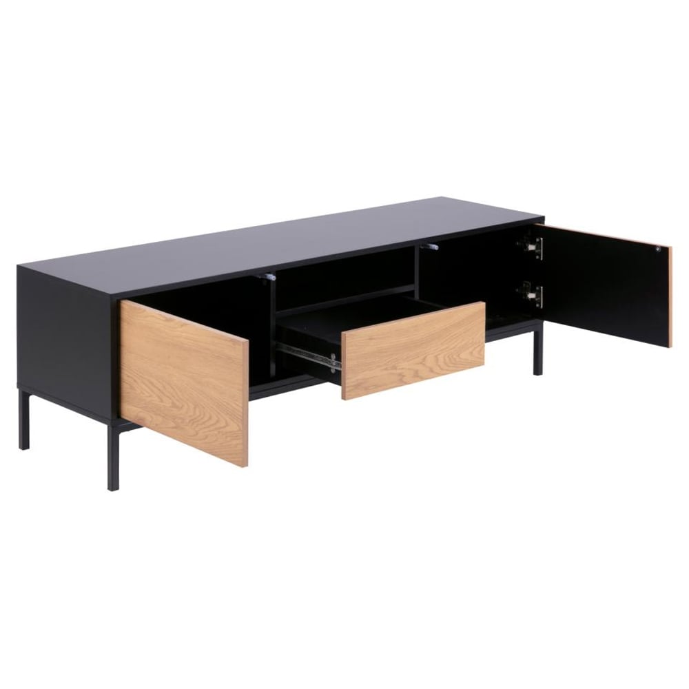 Salvo Wooden TV Stand With 2 Doors 1 Drawer In Wild Oak And Black