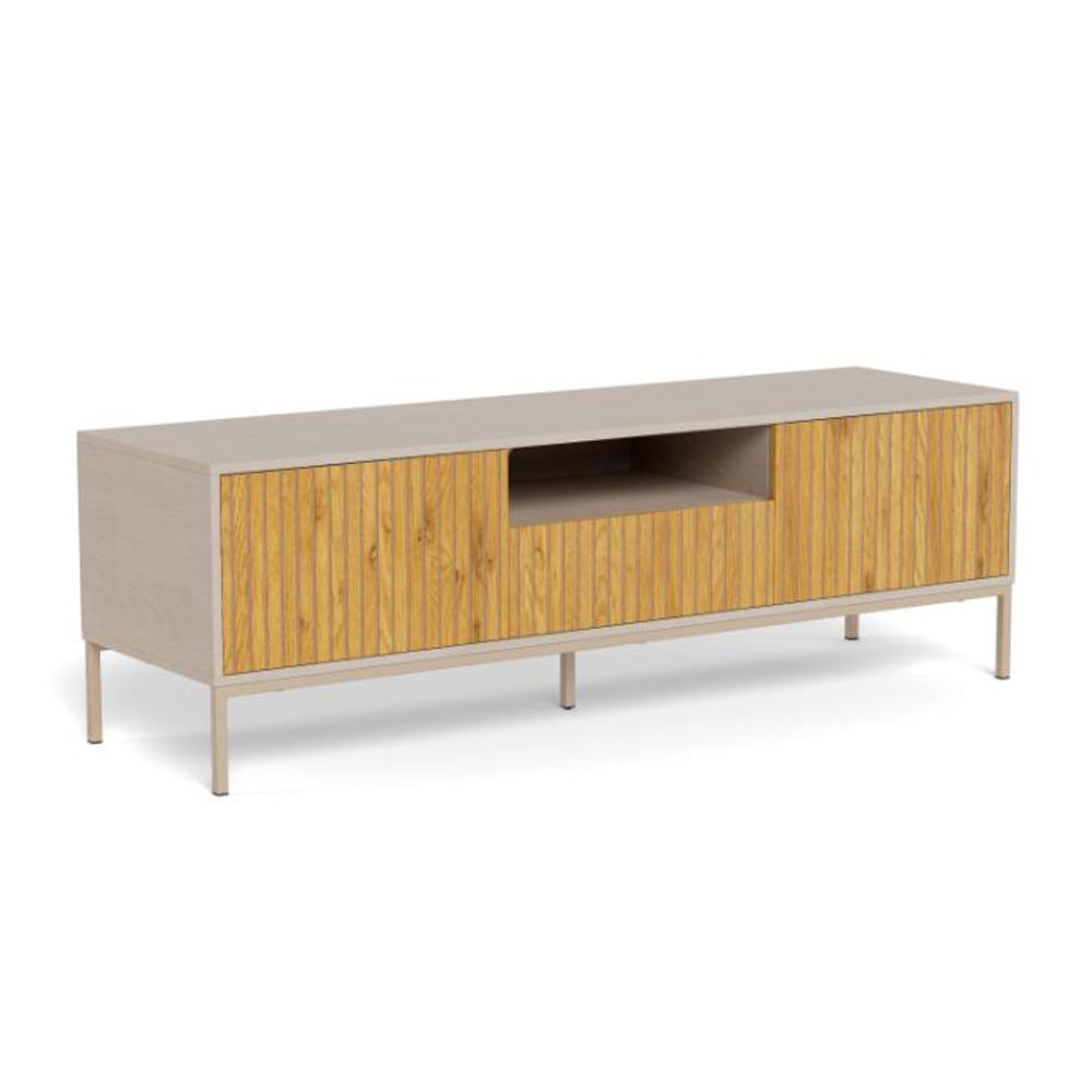 Salvo Wooden TV Stand with 2 Doors in Matt Wild Oak and Grey