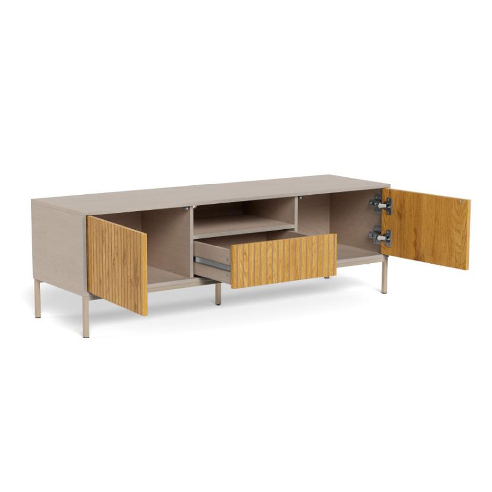 Salvo Wooden TV Stand with 2 Doors in Matt Wild Oak and Grey