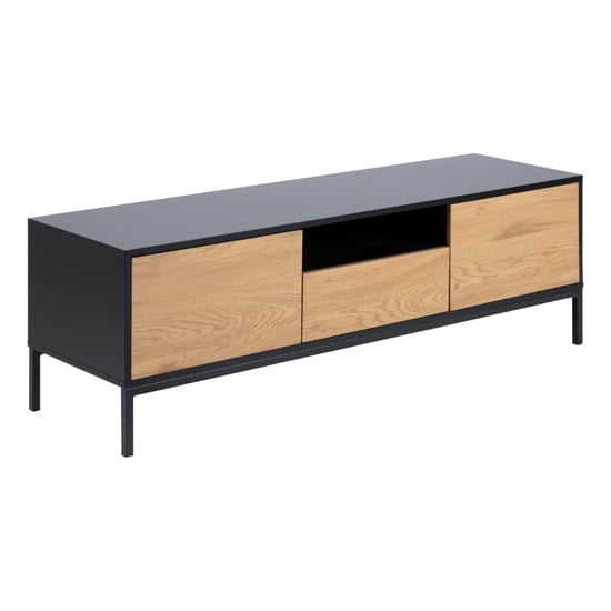 Read more about Salvo wooden tv stand with 2 doors in matt wild oak