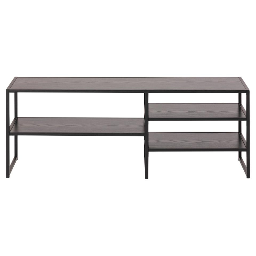 Salvo Wooden TV Stand With 3 Shelves In Ash Black