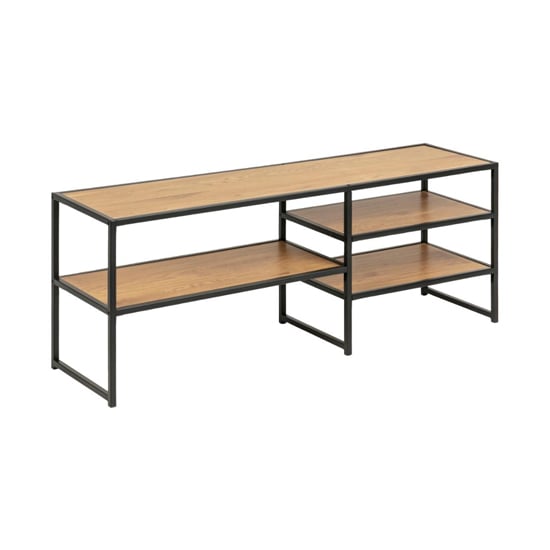 Product photograph of Salvo Wooden Tv Stand With 3 Shelves In Matt Wild Oak from Furniture in Fashion