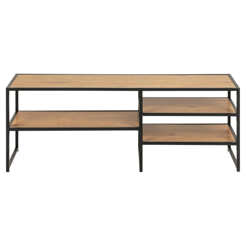 Salvo Wooden TV Stand With 3 Shelves In Matt Wild Oak