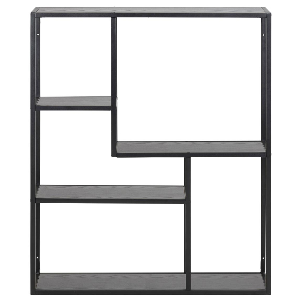 Salvo Wooden Wall Shelf With 4 Shelves In Ash Black