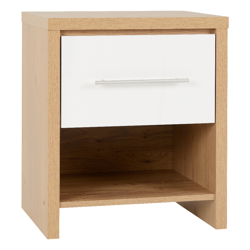 Samaira Wooden Bedroom Set With White Gloss Front In Oak
